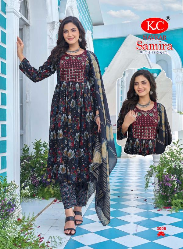 Kc Samira 3 Capsul Foil Printed Kurti Bottom With Dupatta